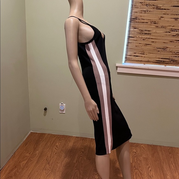 Rudsak Black Dress Tank Style Dress with white & Brown Stripes Size L - Picture 2 of 9